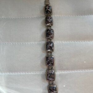 925 Sterling Silver stone inlayed bracelet